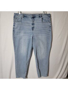 American Eagle Jeans  Sz 24 Straight Leg Stretch High Waist Lt Blue Wash